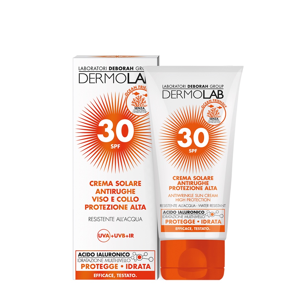 Crema solare antirughe viso e collo protezione alta – spf 30
