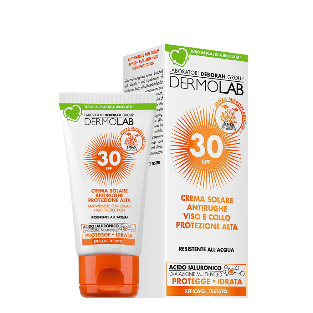 Crema solare antirughe viso e collo protezione alta SPF 30 
