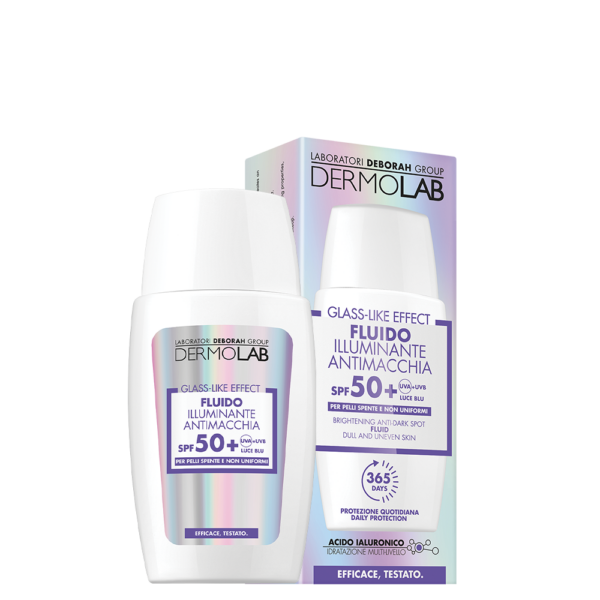 GLASS-LIKE EFFECT FLUIDO ILLUMINANTE ANTIMACCHIA SPF50+UVA+UVB+IR e LUCE BLU
